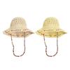 Straw Hat Large Brim Sun Protection Wide Brim Beach Hat with Ethnic Beads Chain Decoration Hollow Breathable Basin Hat