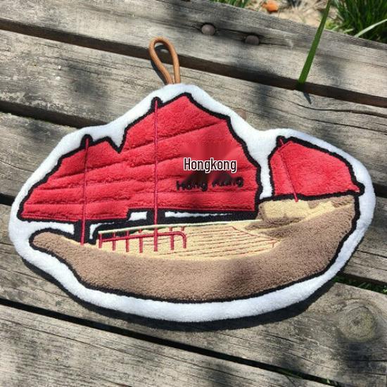 Hong Kong Style Quick-Dry Cartoon Bus Taxi Coral Fleece Hand Towel