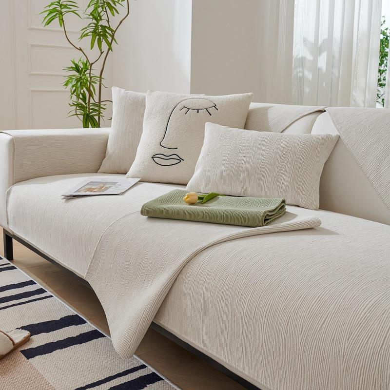 Sofa Cushion Modern Light Luxury Four Seasons Universal Chenille Non-Slip Simple Solid Color Sofa Cover Cover Cloth