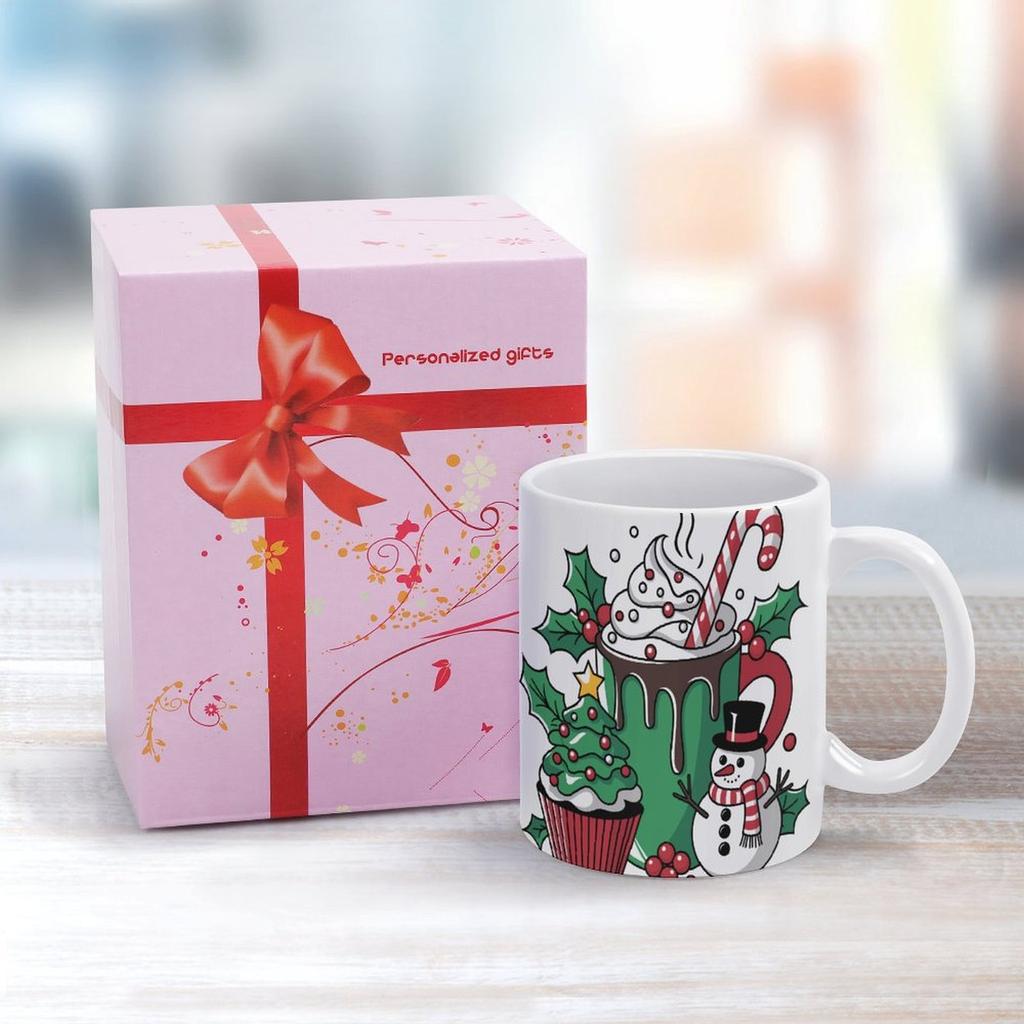 1pc 11oz blank ceramic mug, double-sided printed coffee tea cup, stable handle, clean rim, long lasting use, daily drinkware for households