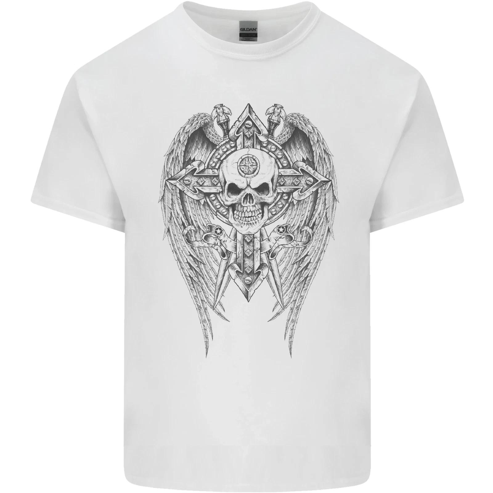 Skull Wings Viking Gothic Wings Gym Biker Kids T-Shirt Childrens 2XL