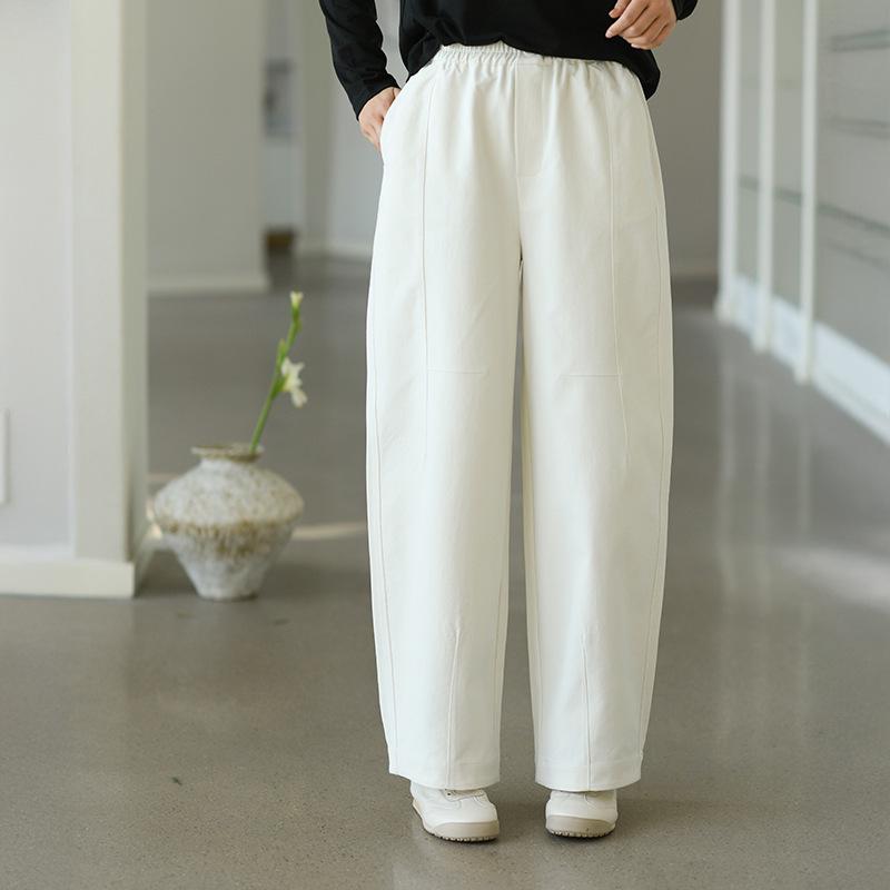 

Deer & Andy Women s Spring Elastic Waist Loose Casual Pants - Anti-Wrinkle Drape Lantern Design L (105-120 lbs)