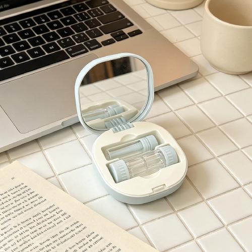 Kawaii Checkered Bow Decor Contact Lens Holder Multicolor Mini Portable Daily Lens Care Case