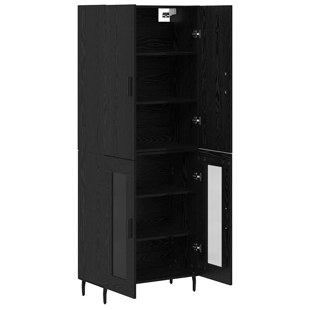 Highboard Set of 2 Pcs Artisan Oak Engineered Wood and Glass