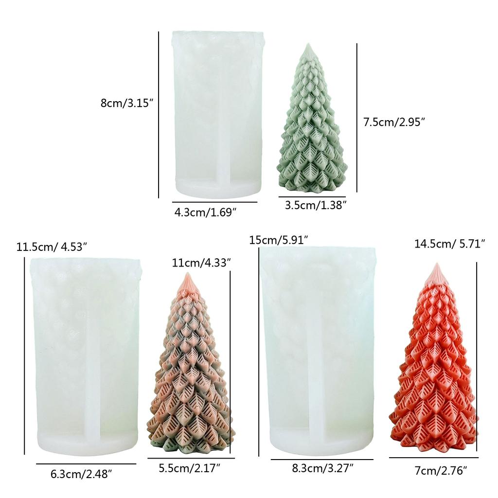 3D Christmas Tree Candle Mold Silicone Mould for Candle Making Handmade Soap Fondant Cake Epoxy Resin Mold DIY Craft