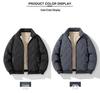 Men's Windproof Lambskin Cotton Winter Coat with Velvet, Thick, Loose Fit, Stand Collar, Large Size.