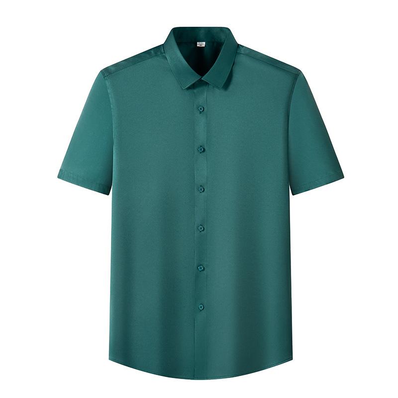 6XL Men's Short Sleeve Shirt Summer New Style Ice Silk Ice Feeling High Quality Large Size No Iron Business and Leisure