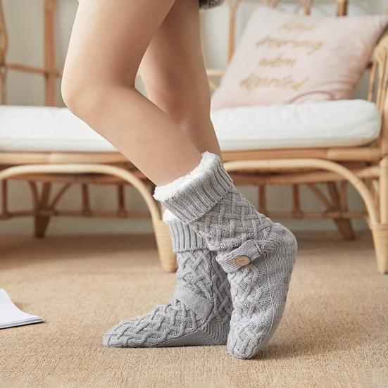 1 Paar USB Beheizte Fleece Socken Herren Damen Winter Elektrische Gestrickte Haus Thermosocken Hausschuhe Heizkissen Fußwärmer mit Rutschfesten Grippern