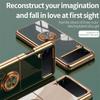 Pentru Samsung Galaxy Z Flip 5 Husă cu suport inel metalic magnetic placat de lux pentru Samsung Galaxy Z Flip 4 3 Husă din silicon din spate