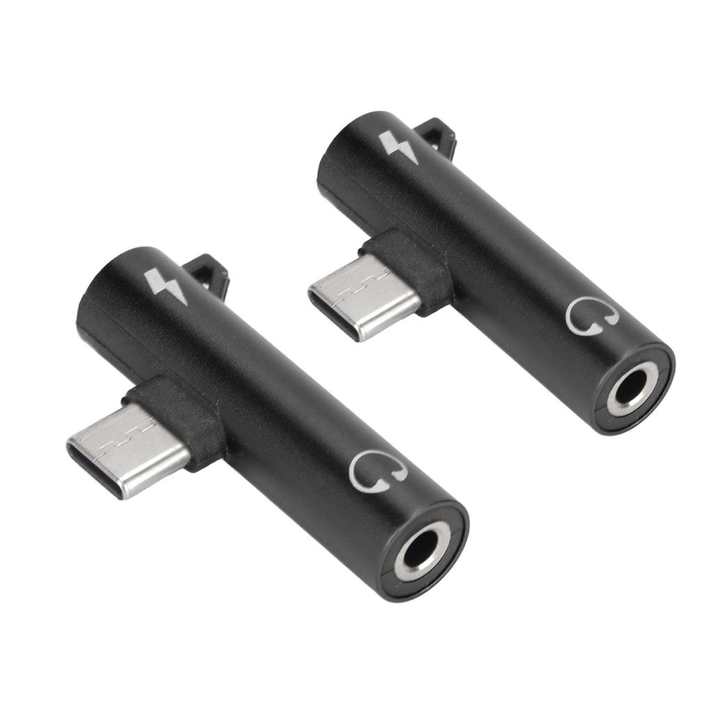 2PCS USB C to 3.5mm Audio Adapter 2 in 1 Audio Charging USB C to Audio Jack ABS USB C to AudioJack for Phone Tablet