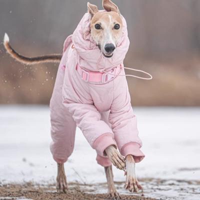 Ciepłe ubranka dla szczeniąt Zimowe Regulowane Ubrania dla Dużych Psów Różowe Płaszcze Whippet Greyhound dla Psów Wodoodporne Produkty dla Zwierząt