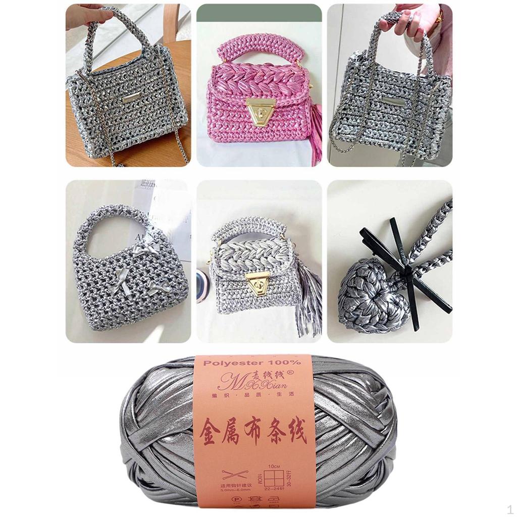 Metallic Shiny Yarn Crochet Bulky T Shirt for Headband Pillow DIY Craft