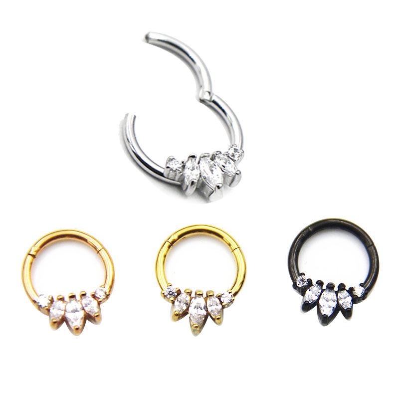 316L Stainless Steel Zircon Crown Nose Hoop Jewelry