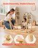 VEVOR Sensory Table for Toddlers, Wooden Kids Activity Table with 2 Stools, Double-Sided Board, Storage Bins, and Non-Slip Feet