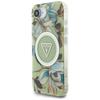 Guess IML Metall Glitzer Blumen Dreieck MagSafe Hülle für iPhone 16e / 17e grün