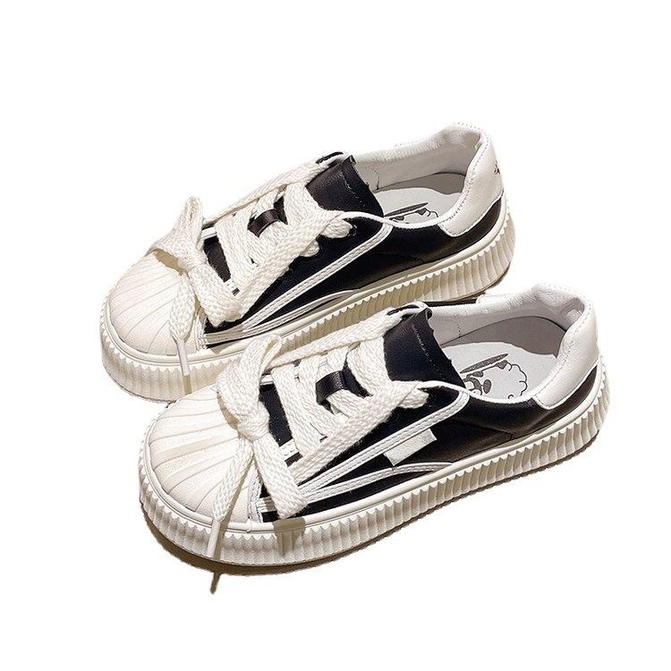 Shell Head White Shoes Spring  New Middle School Student Canvas Sneakers Casual Platform Sports Women's Shoes