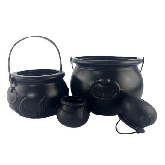 

4 шт. ведерко для конфет на Хэллоуин, черные пластиковые миски, банки для хранения закусок на Хэллоуин, ведьма