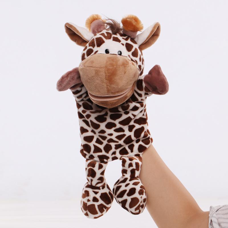 30cm Cartoon Animal Hand Finger Puppet Parent-child Game Plush Toys Doll Lion Elephant Deer Tiger Dog Pig Toy Children GIfts