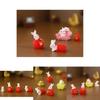 Charming Cartoon Resin Rabbit Figurine New Year Good Luck Bag For Home Decor