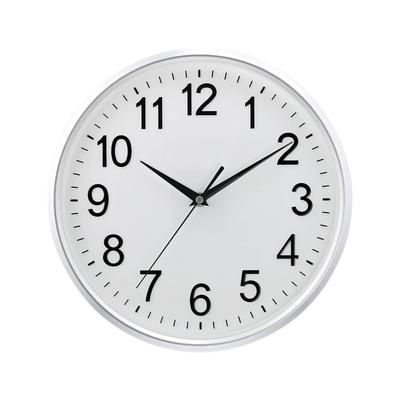 Contemporary Wall Clock Silver Analog Silent Sweep 30 Cm
