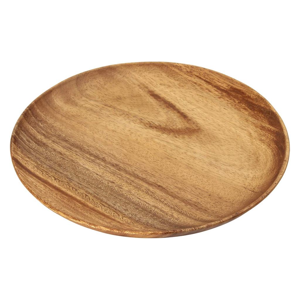 Fuji Boeki Acacia Wooden Round Wide X Handmade from Natural Ideal for Camping and Product 30148 Tray/Plate, 25.4cm 25.4cm Deep, Wood, Picnics, Number