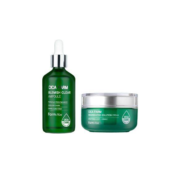 Farmstay Cica Inner Dryness Booster Ampoule & Cream Set Deep Hydration Skincare Duo (Ampoule 100ml + Cream 50ml)