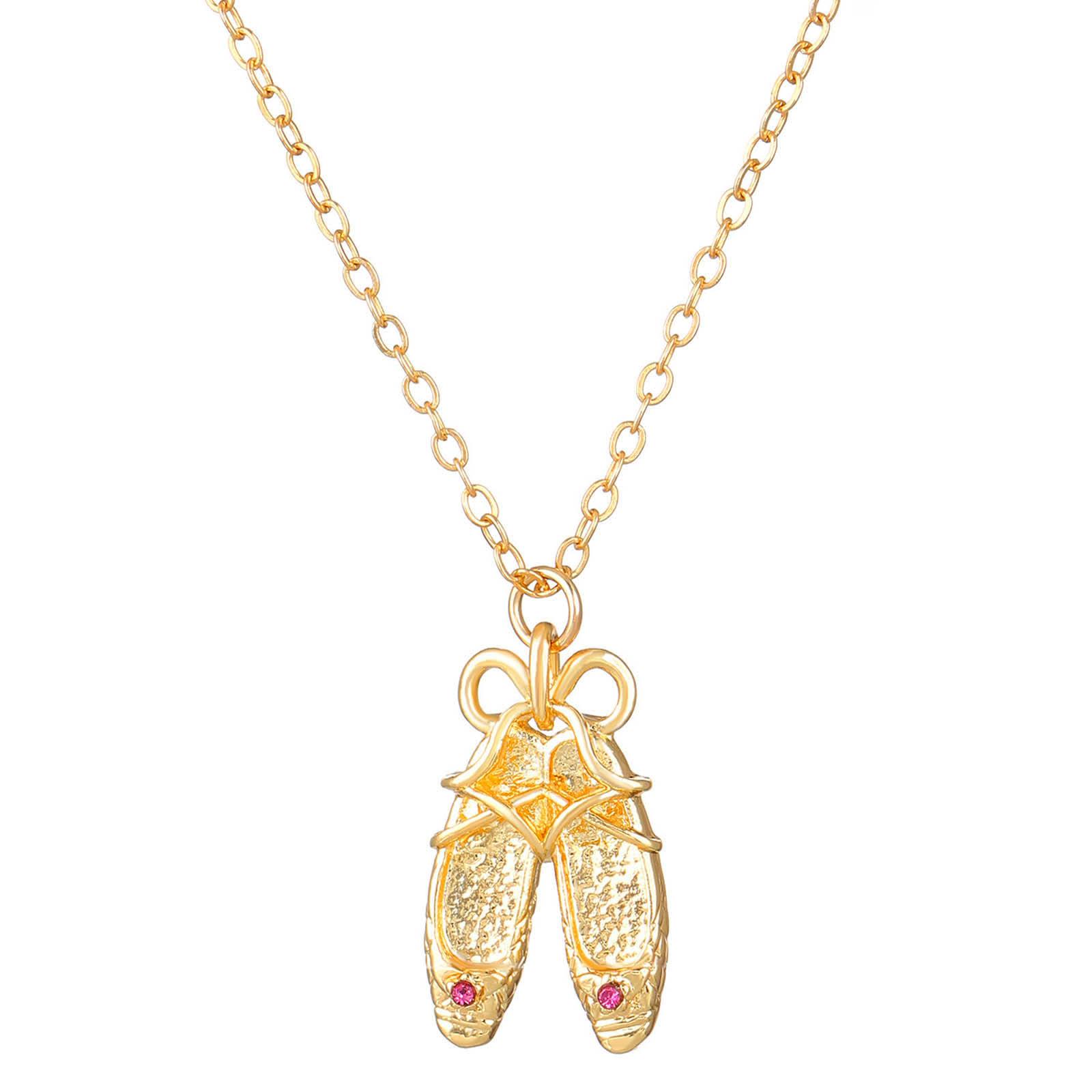 

Стильное ожерелье с подвеской в виде балетной туфельки для женщин и девочек, индивидуальная танцевальная обувь, чокер, подарок на выпускной для любителей балета золотой