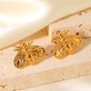 Euro-American Ins Style Stainless Steel Bee Stud Earrings, Unique Trendy Design, 18K Gold Titanium Steel Earrings