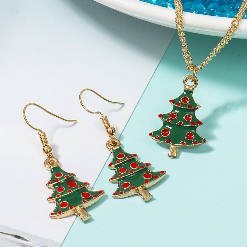 Christmas Cute Santa Necklace, Ring, Earrings & Bracelet Set - European & American Style