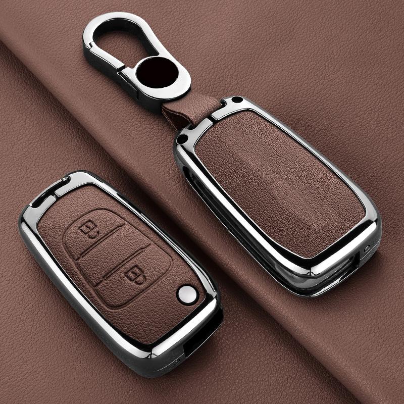 Zinc Alloy Leather Car Key Case For Hyundai Elantra Accent I20 I30 Ix20 Ix35 Car Flap Key Case Elantra Accent Car Key Case