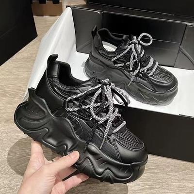 Dicke Sohle, erhöhte Mesh-Dad-Schuhe, ultraleichte und dünne Sommer-Neue Muffin-Atmungsaktive Sneaker