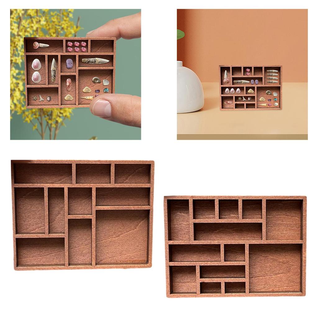 Miniature Trinket Shelf Wood Jewelry Organizer Collectibles Holder Collectible Stone Stand Portable Wooden Mini Jewelry Holder