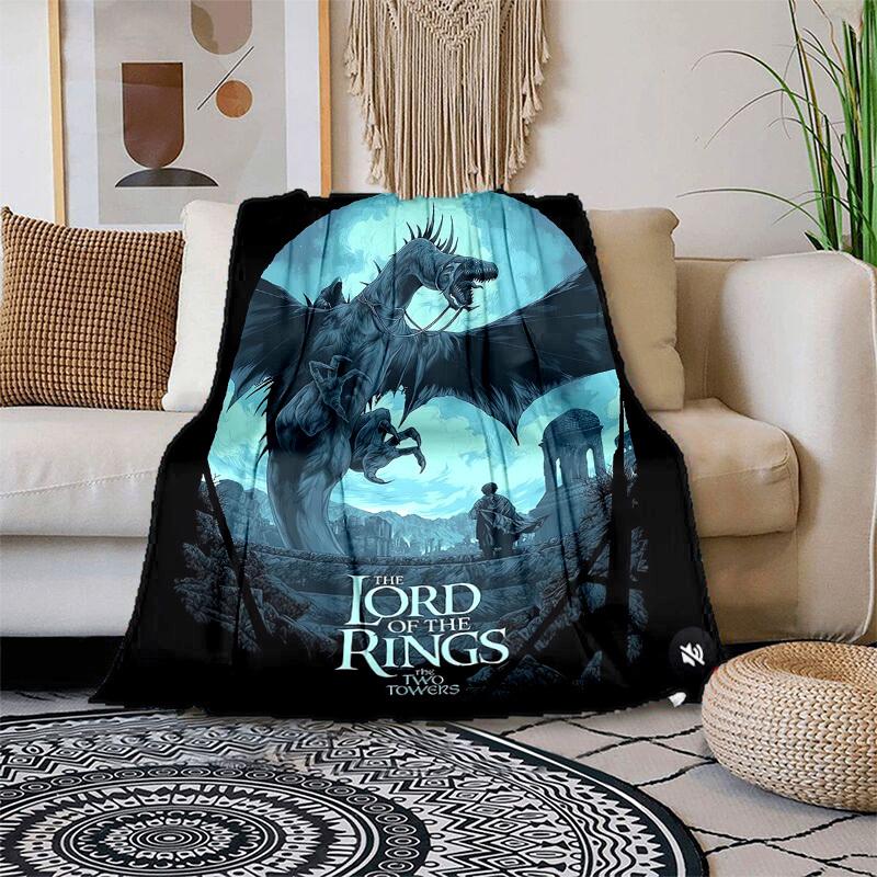 

1pc Dragon vs. Man: The Lord of the Rings Cartoon Blanket,Portable Throw for Travel & Camping, All Season Cozy Blanket,Ideal Gift 80cmx120cm