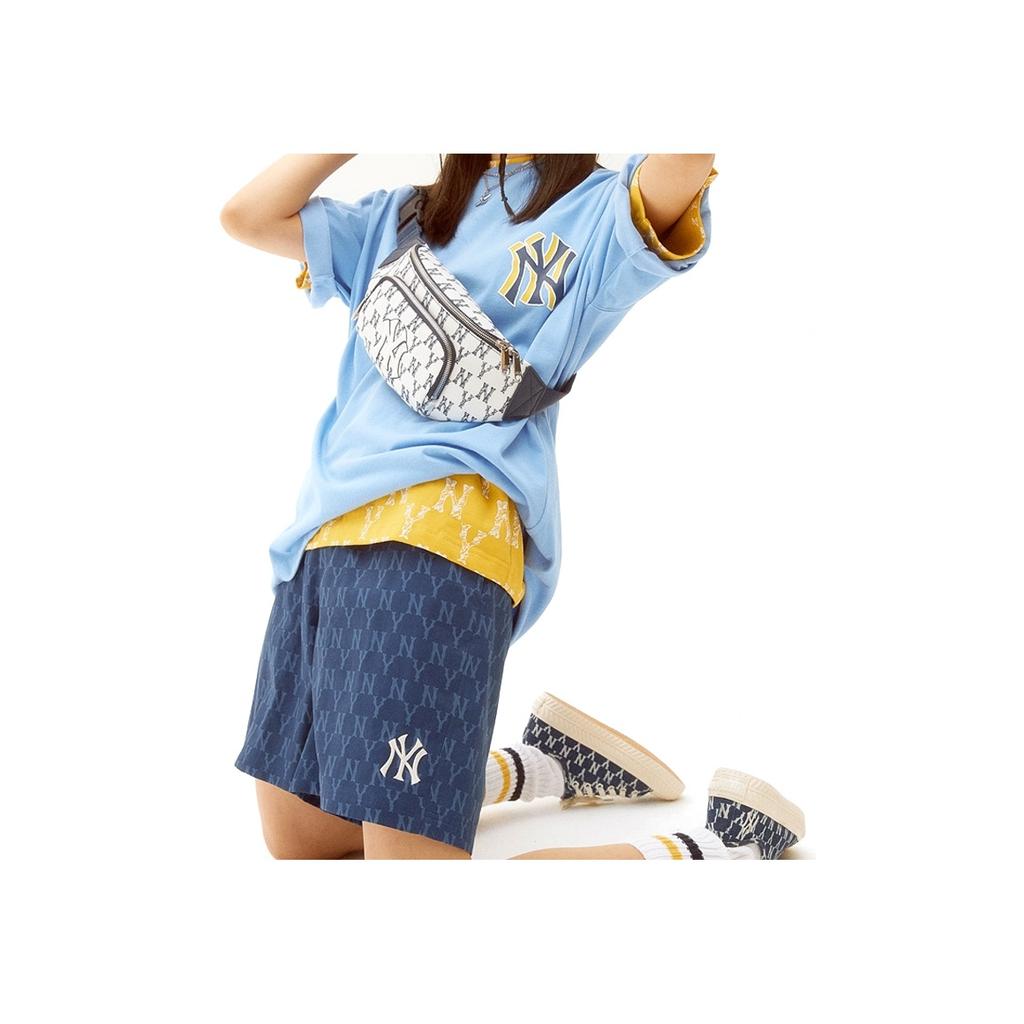 New MLB Monogram Collection Nylon Fanny Pack, Shoulder Bag, Crossbody Bag Regular Unisex White Blue 32BGCR111-50N