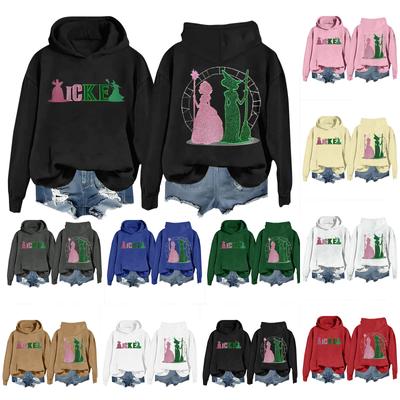 Damen Casual Langarm Pullover Hexe Aufdruck Hoodie Sweatshirt