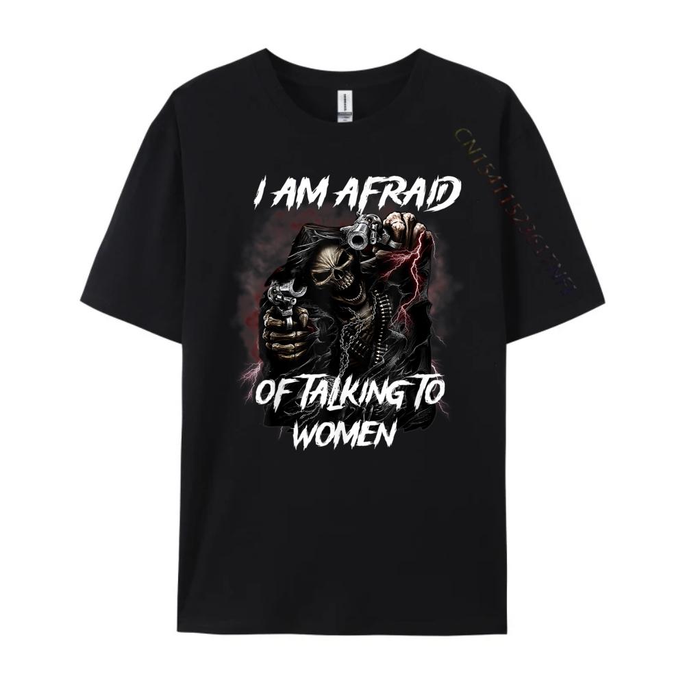 Im Afraid Of Women Shirt Men Skeleton Funny Mens Clothing 2025 Autumn Men Clothes Hip Hop