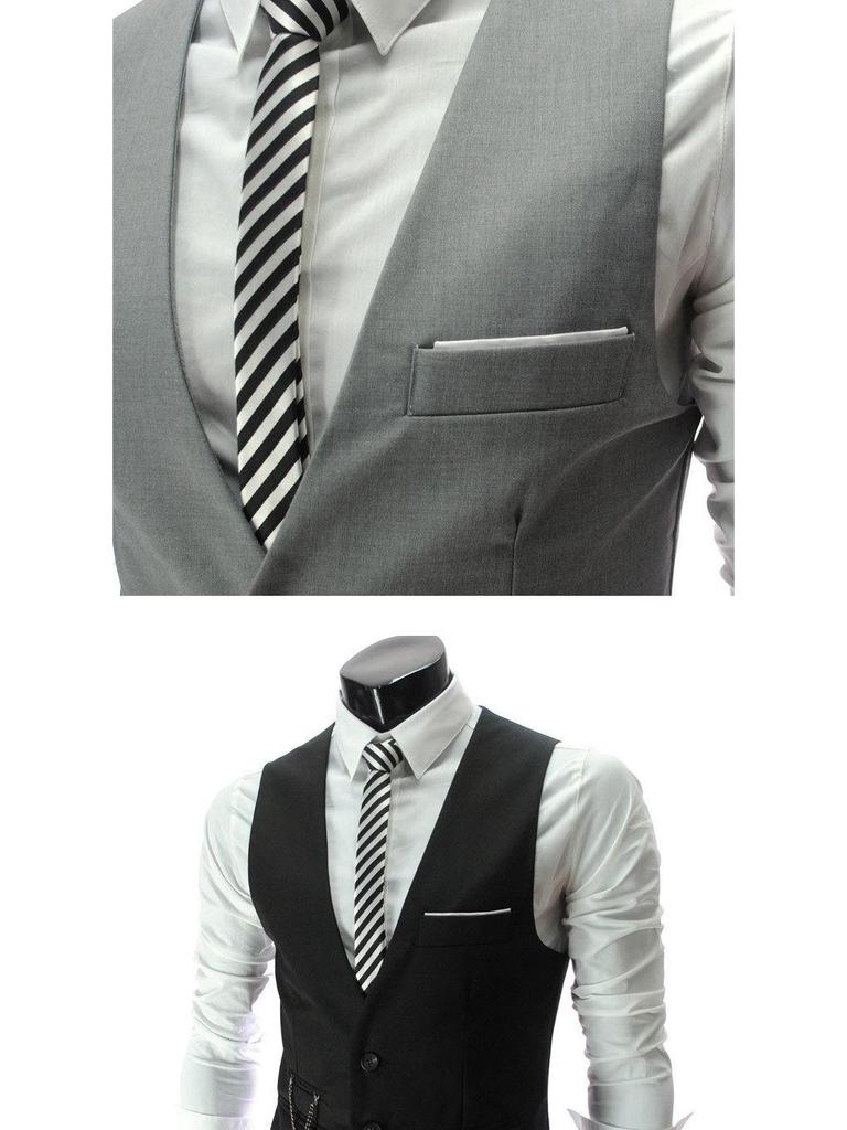 Koreansk Stil Slim Fit Herrväst med Tre Knappar - Trendig Brittisk Affärsmode i Fyra Färger