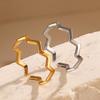 Minimalist Stainless Steel Geometric Lines Wave-shaped Opening Rings for Women Fashion Stackable Finger Jewelry Accessories Gift