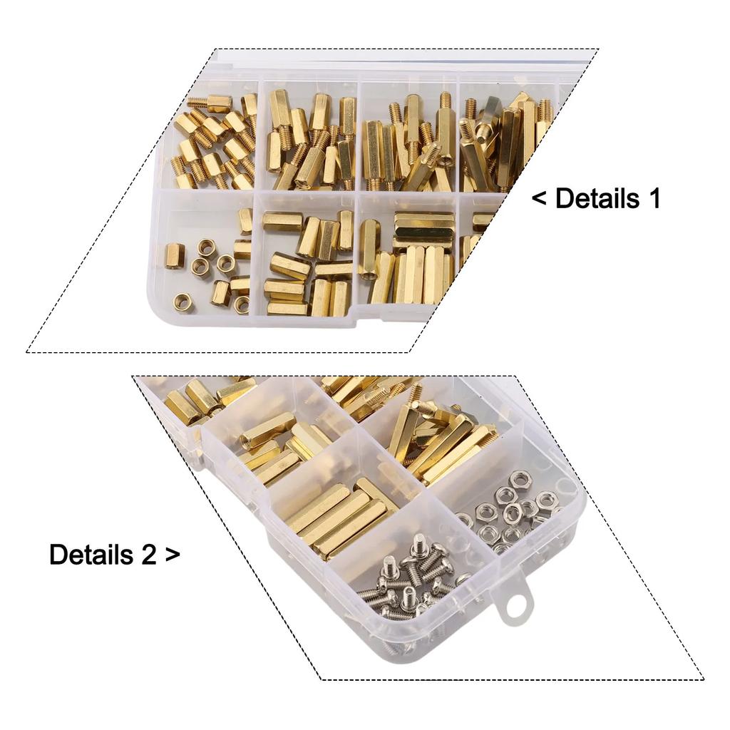 Brass Standoff Kit Male Female Standoff Nut Brass Finish Multiple Sizes Portable Design For Computer Assembly Easy To Carry