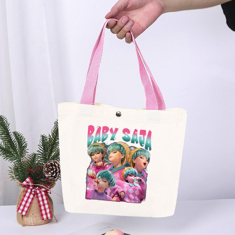 K-Pop Animation Cartoon Printing High Value Fashion Simple Canvas Bag Going Out Portable Shopping Bag Handbag