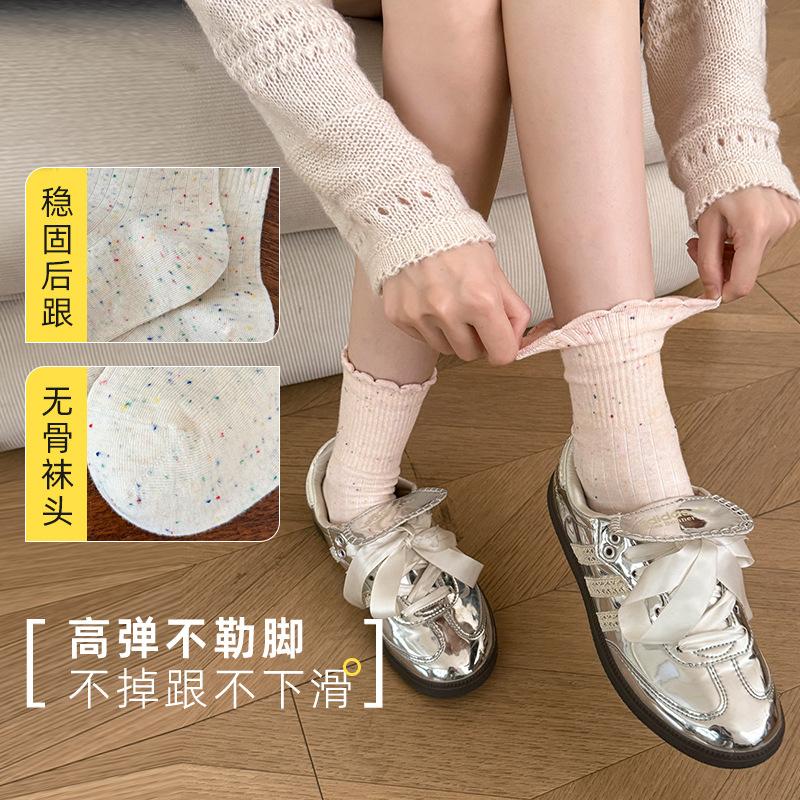 Socks Women's Season Medium Tube Socks Ideas Yarn Lace Stacking Socks Cotton Socks Boneless Women's Socks Versatile Socks Socks Industry