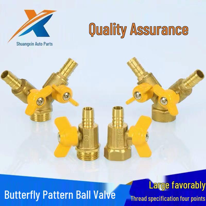 Gas-Kugelhahn aus reinem Kupfer mit Flügelgriff und verdicktem Wasserhahn für Wasserauslass und Sprinkler.