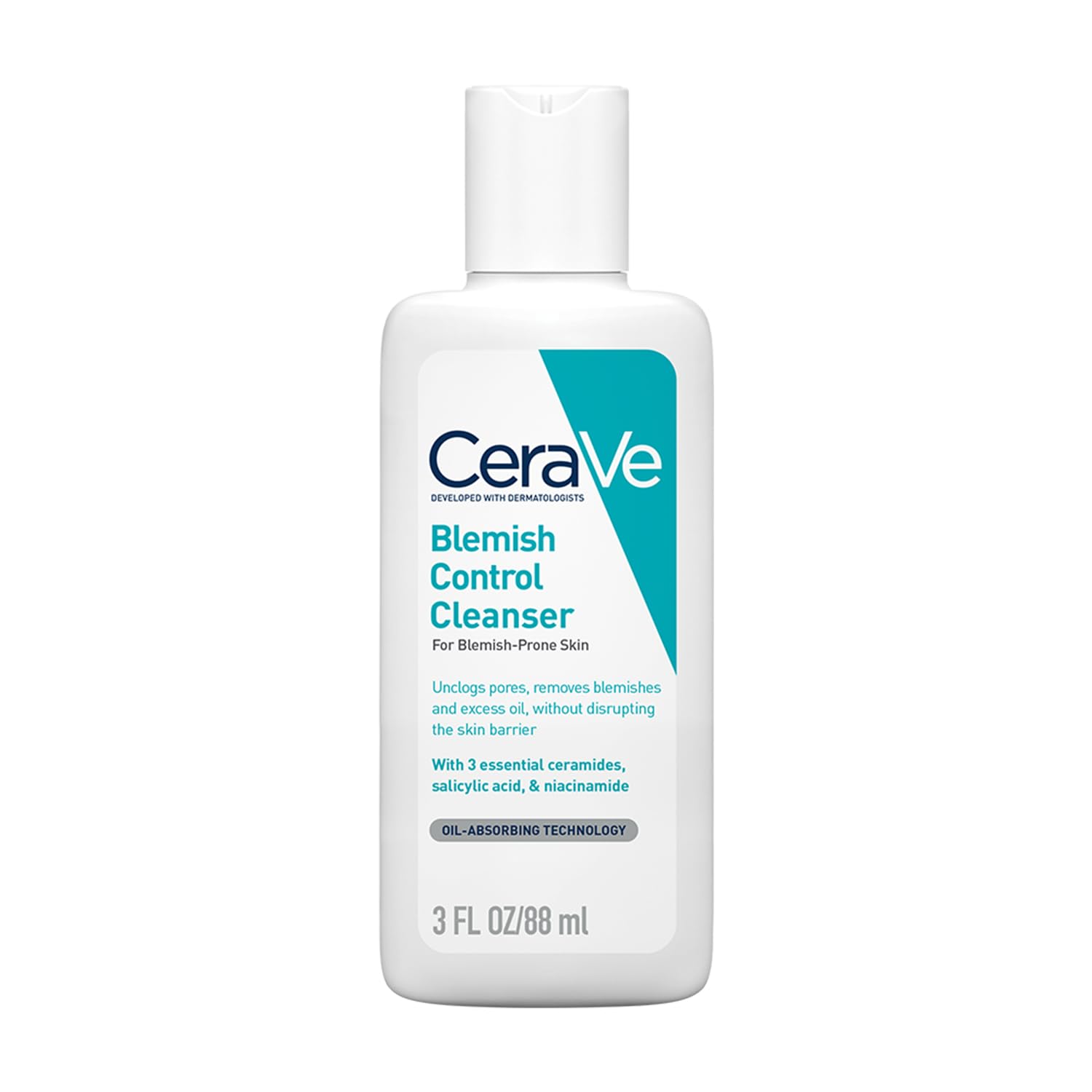 CeraVe Blemish Control Cleanser with 2% Salicylic Acid & Niacinamide for Acne Prone Skin, Controls Acne & Spots, Unclog Pores & Reduces Blemishes