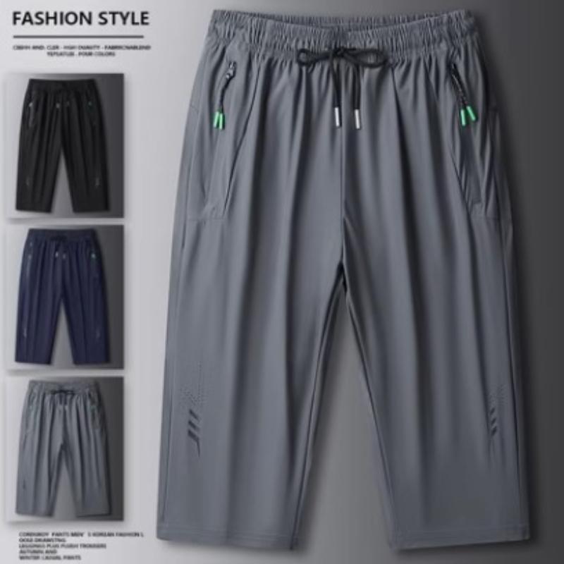 Letnie spodnie do joggingu Męskie spodnie casualowe Ice Silk Cienkie Jednolity kolor Spodnie skrócone Moda Hip Hop Street Spodnie dresowe Luźne spodnie