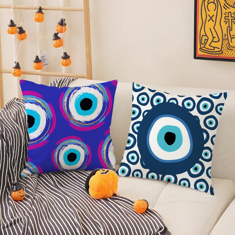 Classic Prank Evil Eyes Funny Pillow Case Silky Short Plush With Invisible Zipper Dustproof Sofa Cushion Cover For Home Decor