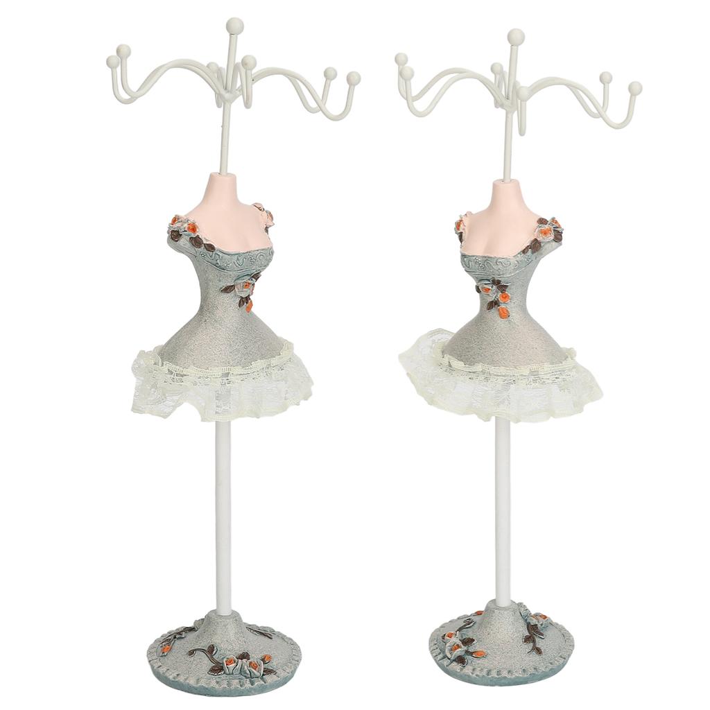 Earrings Necklace Princess Dress Stand Display Iron Mannequin Princess Jewelry Rack Pine Green 3