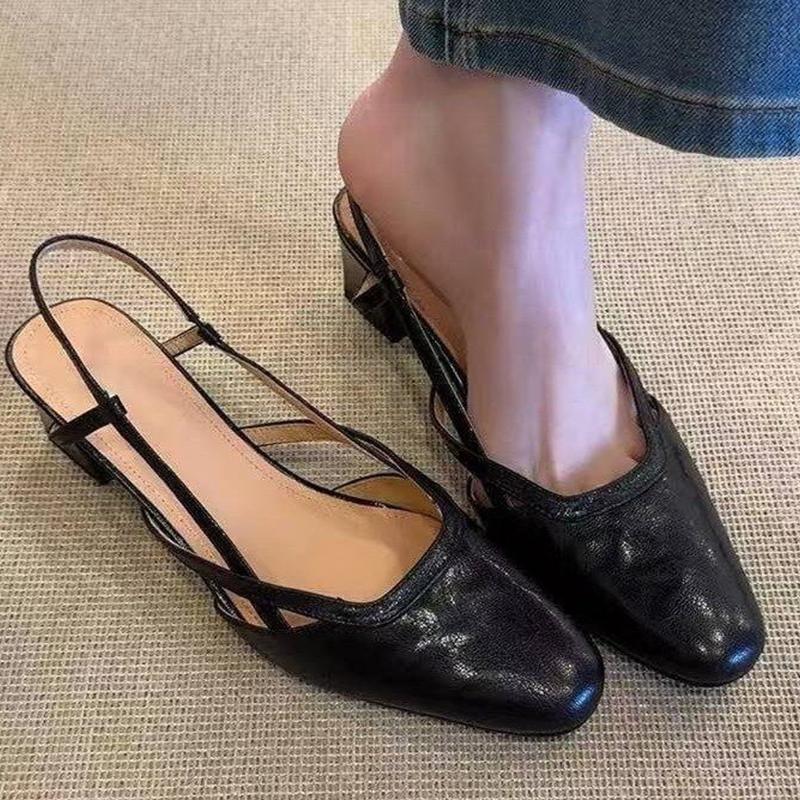 

Women High Heels Sandals Dress Shoes Walking Cozy Chunky Shoes Summer Woman Slippers 2025 Trend Elegant Mujer Zapatillas 40 чёрный
