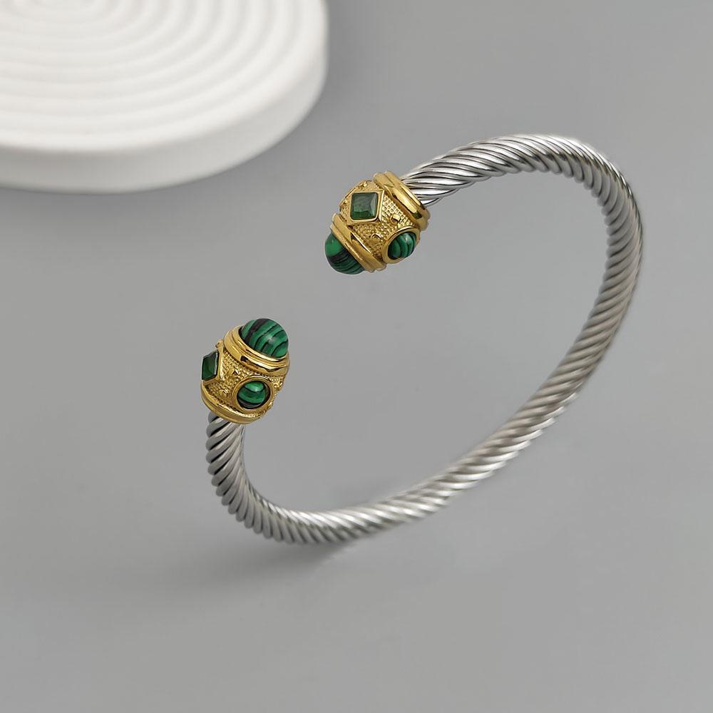 Stainless Steel Letter X Inlaid Zirconium Twist Rope Steel Wire Rope Opening Bracelet Women's Cable Bracelet Party Daily Jewelry