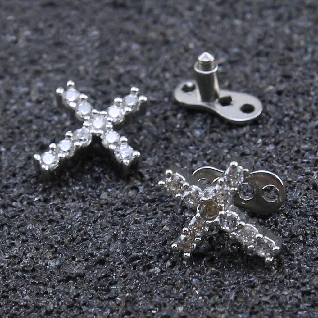 Set de Base y Top Dermal de Circonita Cúbica Brillante Acero Inoxidable de Grado Quirúrgico Joyería Corporal Accesorios para Piercings