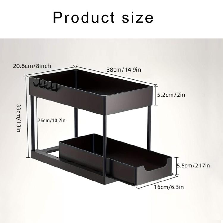 Fashionable Sink Pull Out Drawer Rack 2 Tiers Kitchen and Bathroom Organizers Portable Modern Countertop Storage